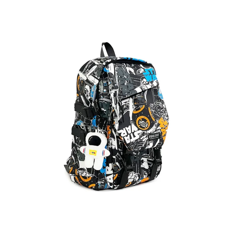 SURELAPTOP Nylon Backpack Unisex Black/Blue & White/Orange & White-23