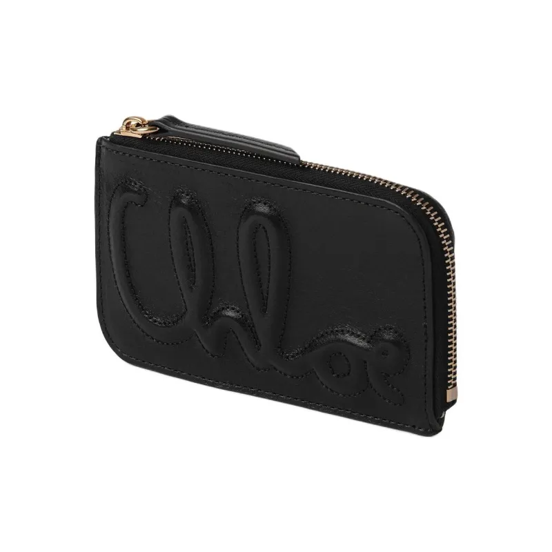 Chloe Calfskin Wallet Small Size Women's Black-1