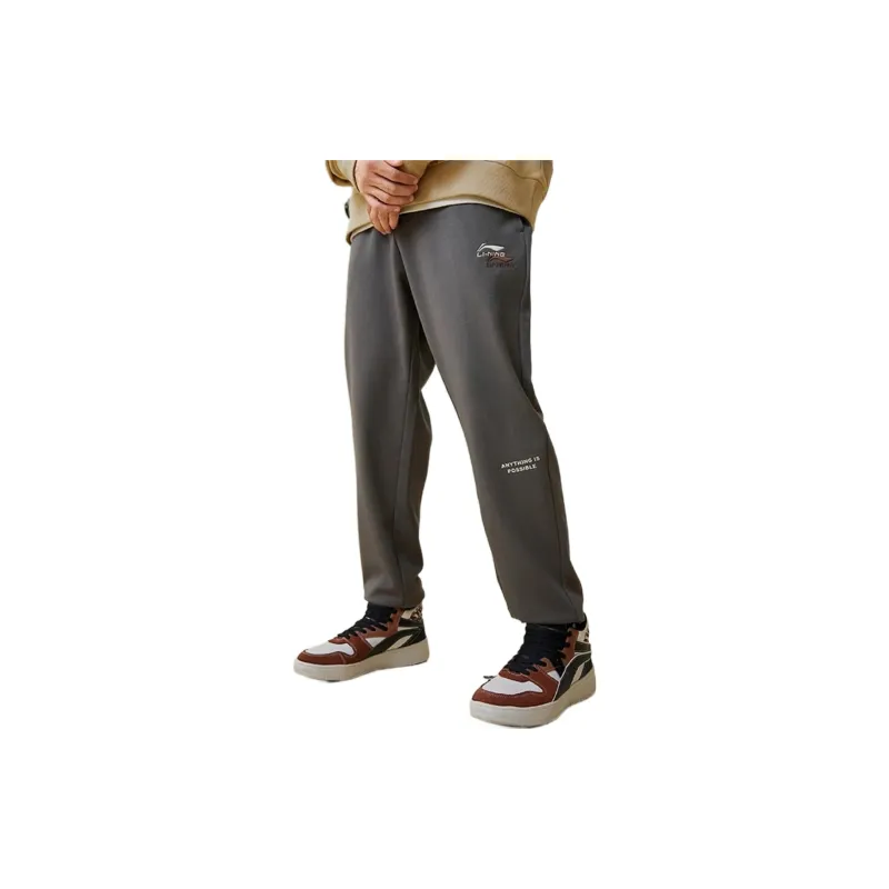 LiNing Sports Lifestyle Collection Sports Fashion Collection Knitted Sports Pants Men's Street Gray-2