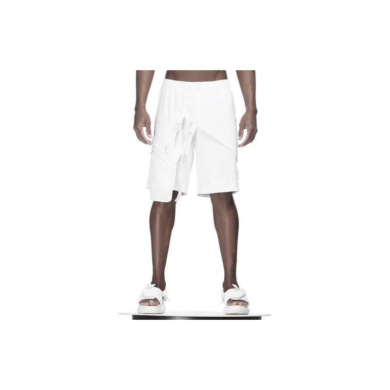 NORVINCY Urban Techwear Elastic String 3D Effect Patch Pocket Cargo Shorts Unisex-7
