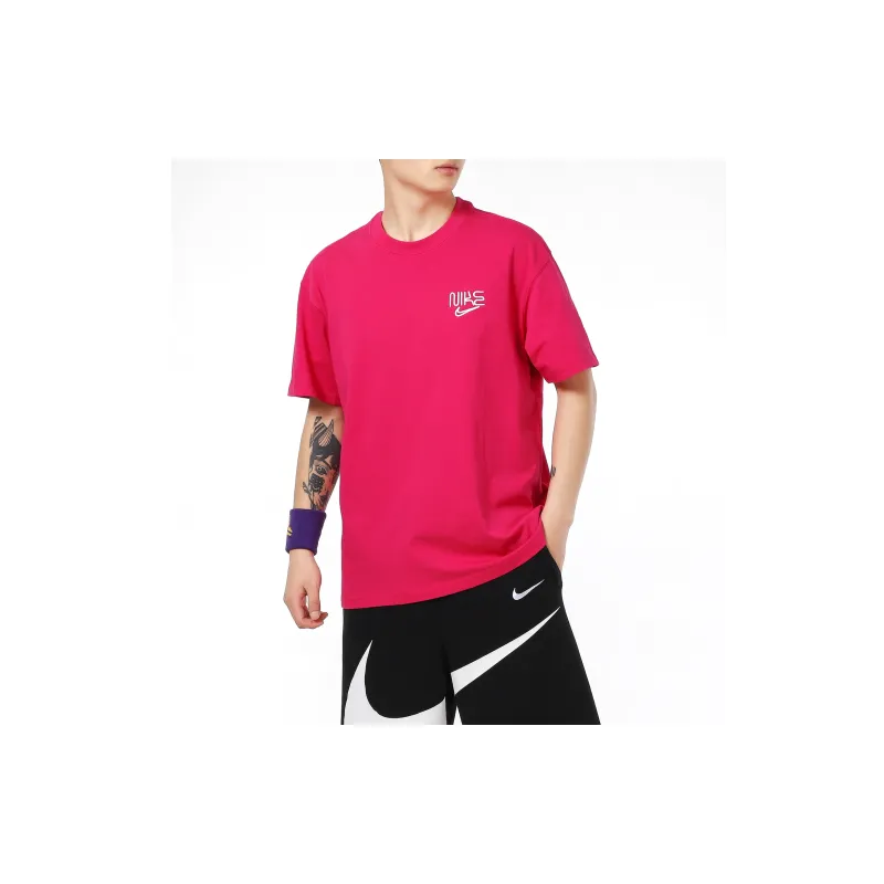 Nike T Shirts Men Raspberry Red-4
