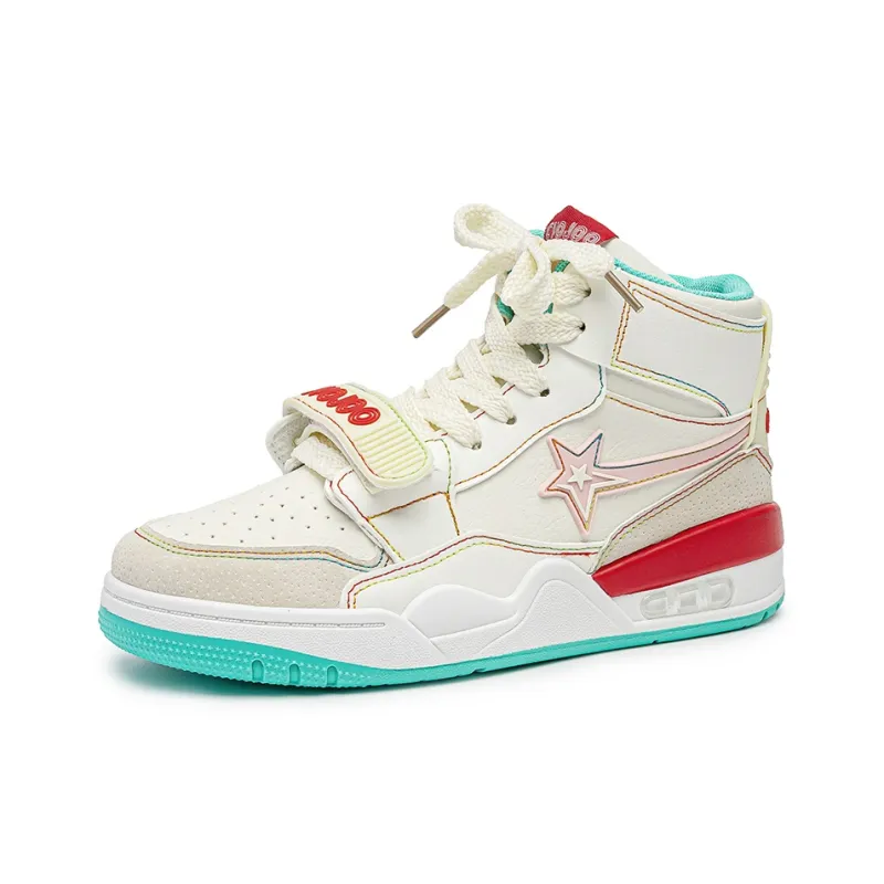 CVOJOO Stars Collection Slip Resistant High Top Skateboard Shoes Unisex Peach Cheese-2