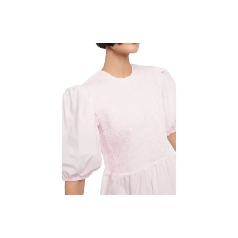 GANNI Poplin Short-Sleeved Dresses Women's Pink-4