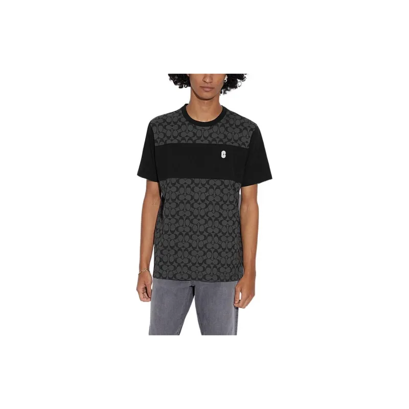 COACH SS22 Men Patchwork Short Sleeve T shirt Black-3