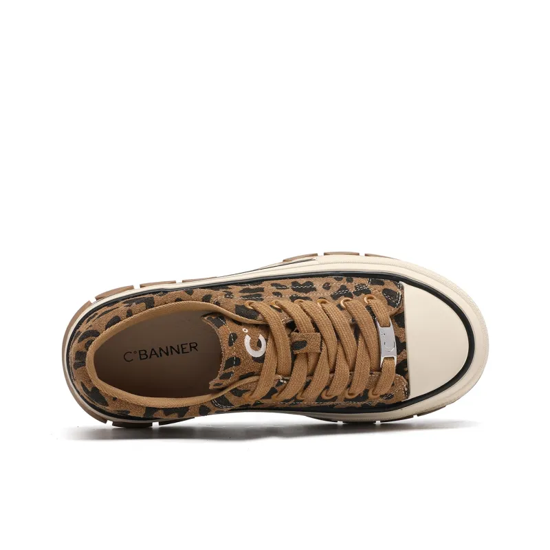 C°BANNER Mid-Top Skateboard Shoes Women's Leopard Print-2