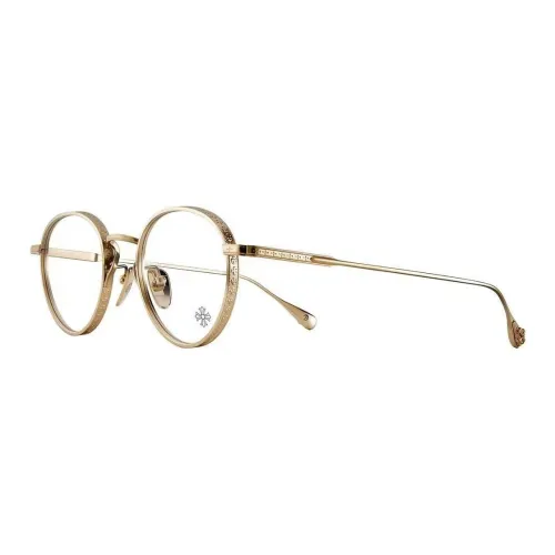 Chrome Hearts Oval Eyeglass Frames Unisex Gold