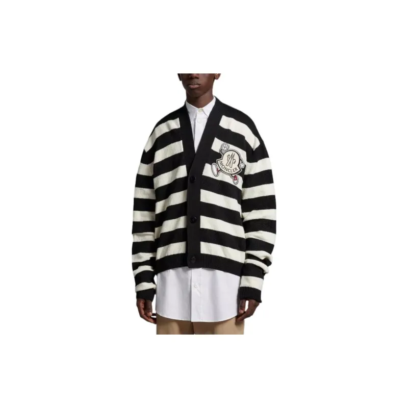 Moncler Logo patch Striped Cardigan-3