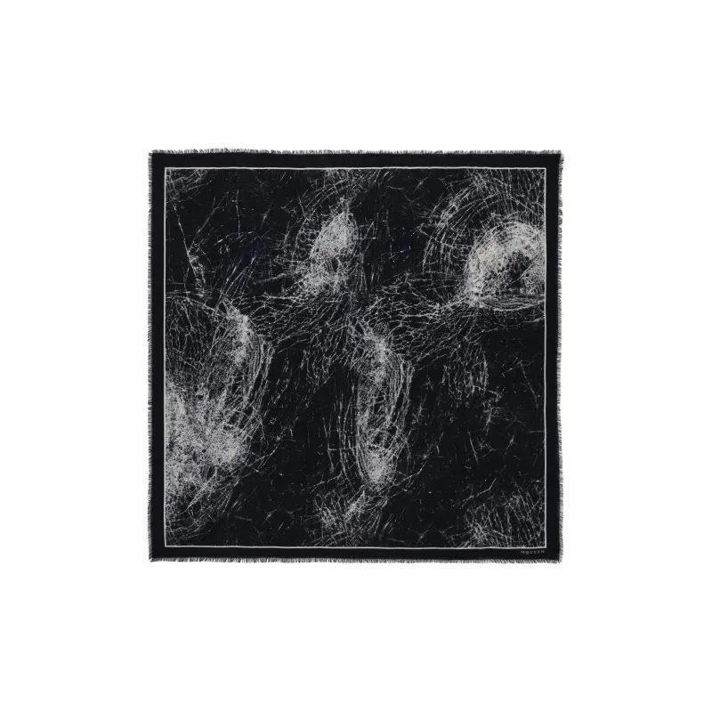 Alexander McQueen Graphic Printed Frayed Edge Scarf-0