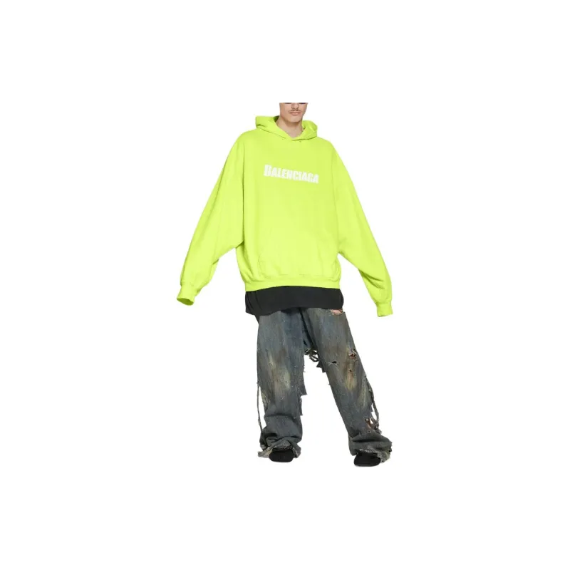 Balenciaga FW22 Sweatshirt Loose Fit Style Men's Fluorescent Yellow-1