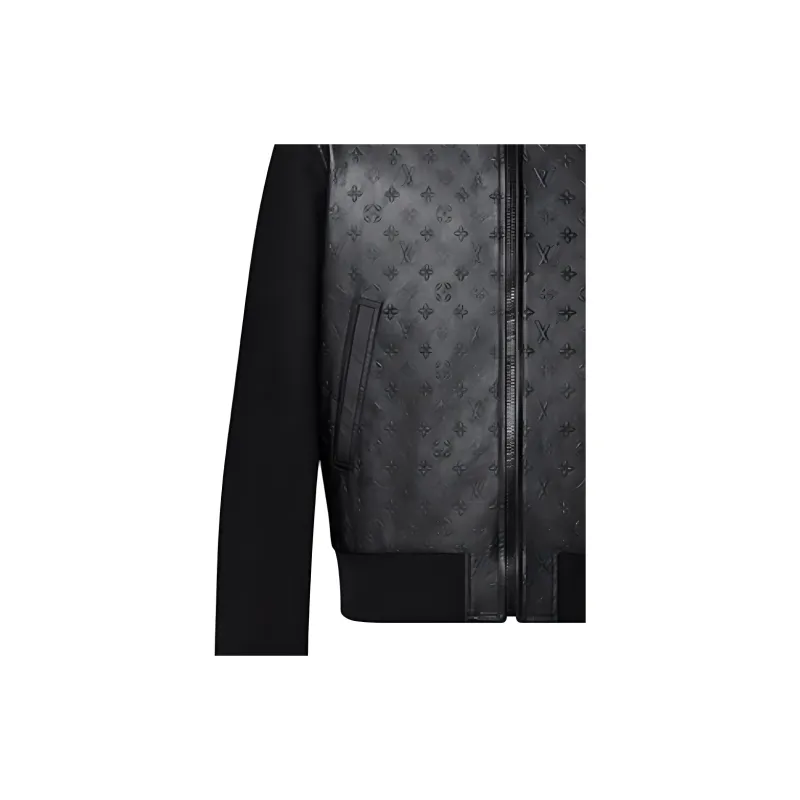 LOUIS VUITTON Monogram Embossed Leather And Wool Blouson-3
