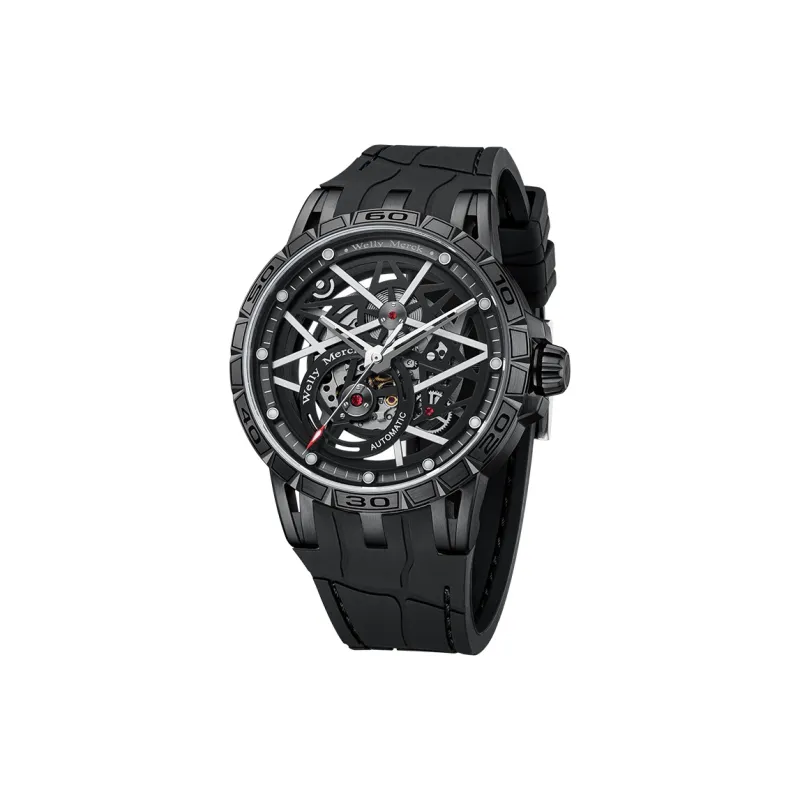 Welly Merck Automatic Mechanical Movement Watch Men's Watches Cut-Out Dial-3