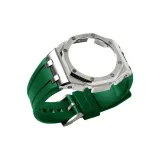 Offshore Silver Steel Case+Fluoroelastomer Dark Green Strap+Pin Buckle+Tool
