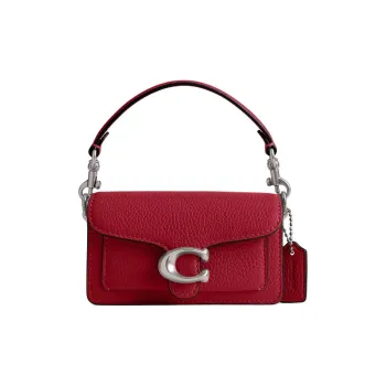 COACH Tabby Litchi Grain Leather Messenger Bag, Shoulder Bag, Crossbody Bag, Handbag Mini Women's Ruby