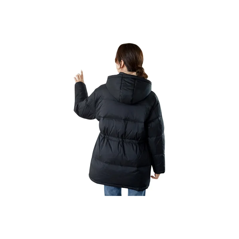 JEANSWEST Fashion Versatile Solid Color Business Casual Thermal Long Hooded Straight Fit Winter Women's Pink-0