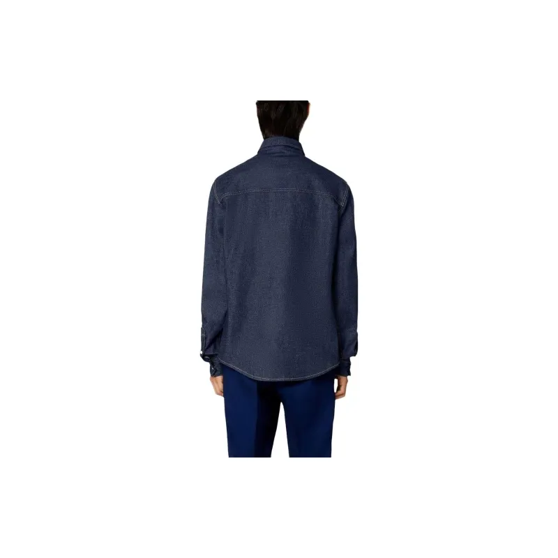 AMIPARIS Paris Logo Embroidered Snapped Denim Shirt-2
