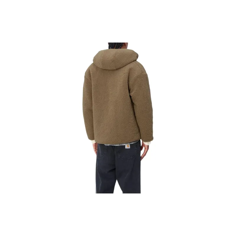 Carhartt WIP Hooded Logo Patch Fleece Texture Jacket-4