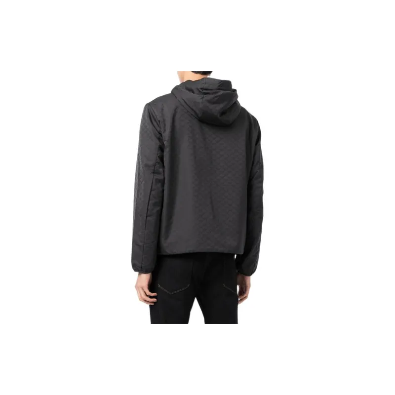 EMPORIO ARMANI Monogram Pattern Zipped Hooded Jacket-5