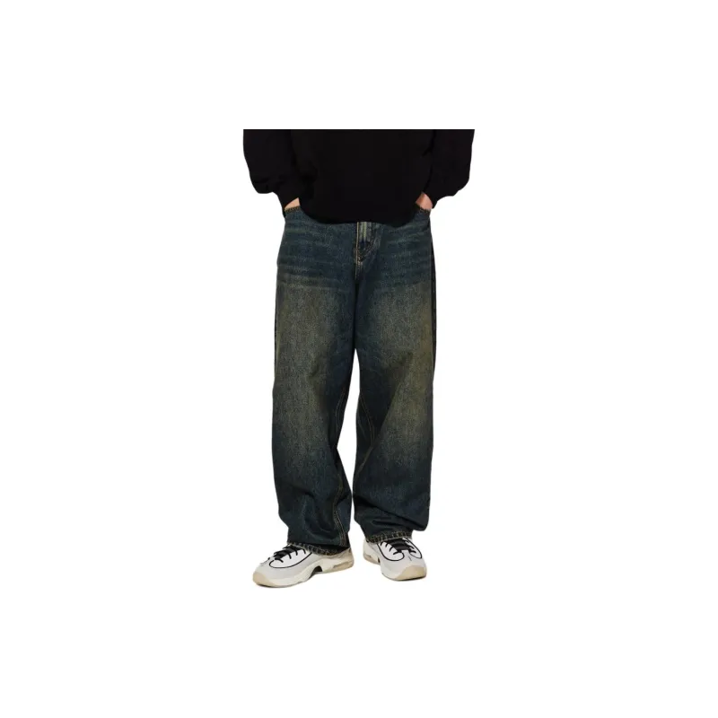 1993STUDIO American Vintage Unique Design Jeans Unisex Dark Blue-4