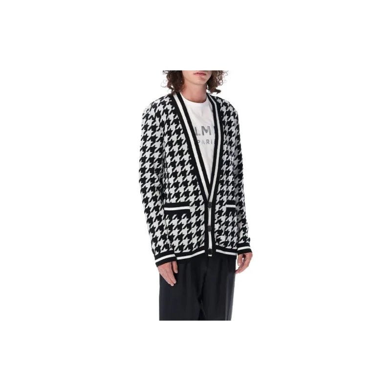 BALMAIN Houndstooth Knitted Cardigan-3