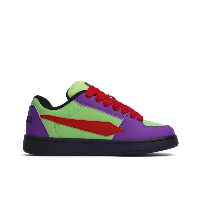 GLO BULL Skateboard Shoes Unisex Low Top Green Purple Red-1
