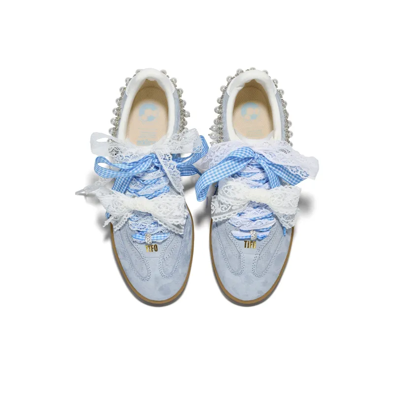 Kappa Tifo Back to Back Abrasion Resistant Low Top Skateboard Shoes Women's Blue White-3