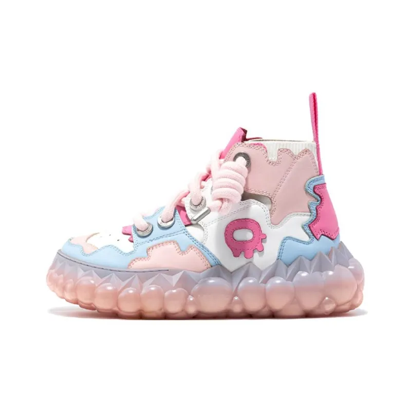 OETZI High Top Casual Shoes Women's Pink White-0
