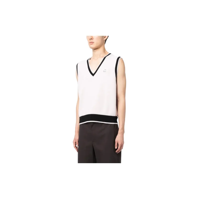 WE11DONE Two tone V neck Vest-4