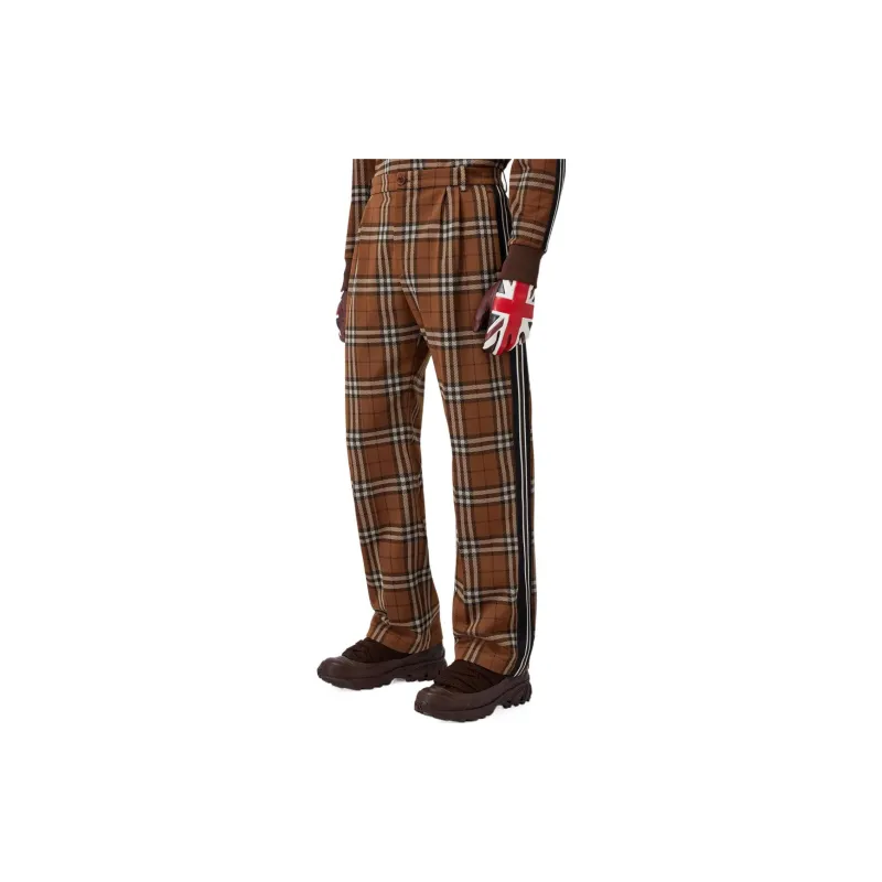 Burberry Side Stripe Check Jacquard Wide Leg Trousers-3