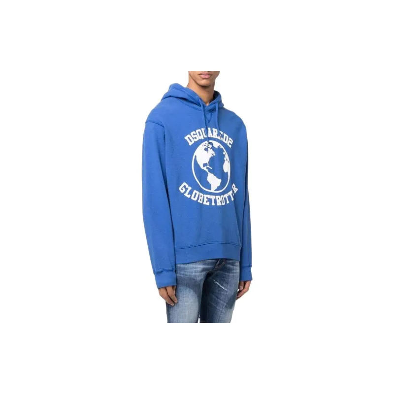 DSQUARED 2 Globetrotter Logo Printed Drawstring Hoodie-2