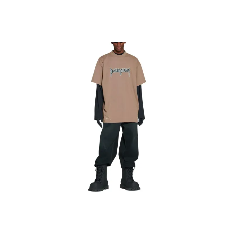 Balenciaga T Shirt Men's Brown Loose Fit Style-1