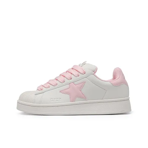 GZOZ Slip Resistant Cushioning Abrasion Resistant Low Top Skateboard Shoes Women's Cream Pink