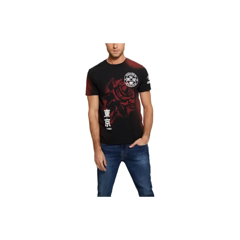 GUESS Rose Noir Tee T-Shirt Men's Black-2