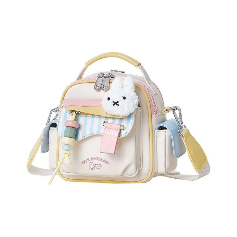 Miffy Synthetic Leather Shoulder Bag Crossbody Bag Small Size Women's White Pink-2
