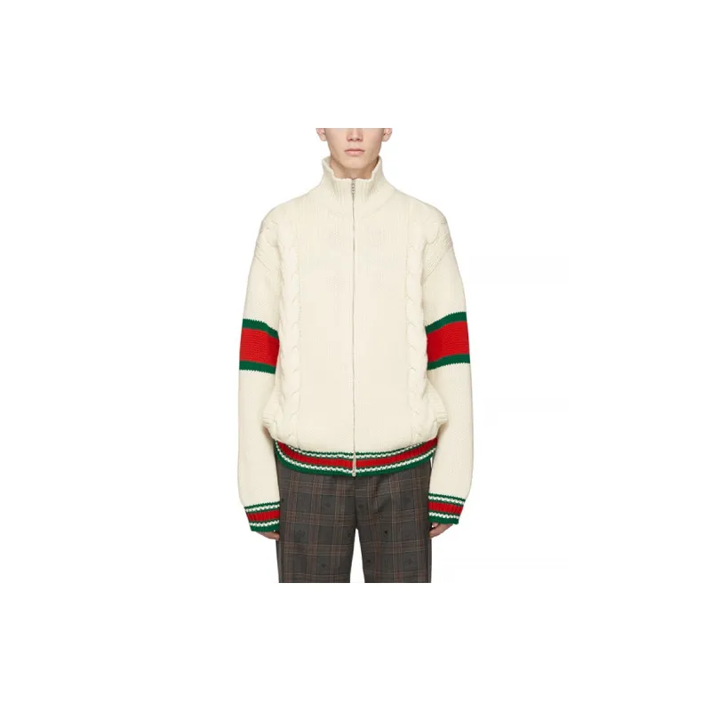 GUCCI Cable Knit Bomber Jacket-3
