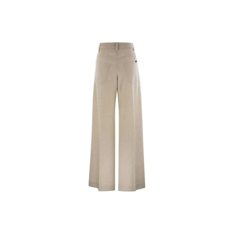 Brunello Cucinelli High Waist Wide Leg Tailored Trousers-1