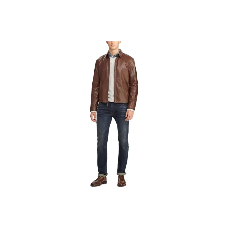 Polo Ralph Lauren Leather Jacket Men's Brown-1