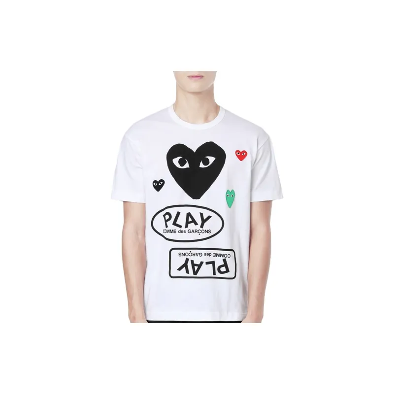 CDG Play Multi Logo Black Heart T-shirt White-1