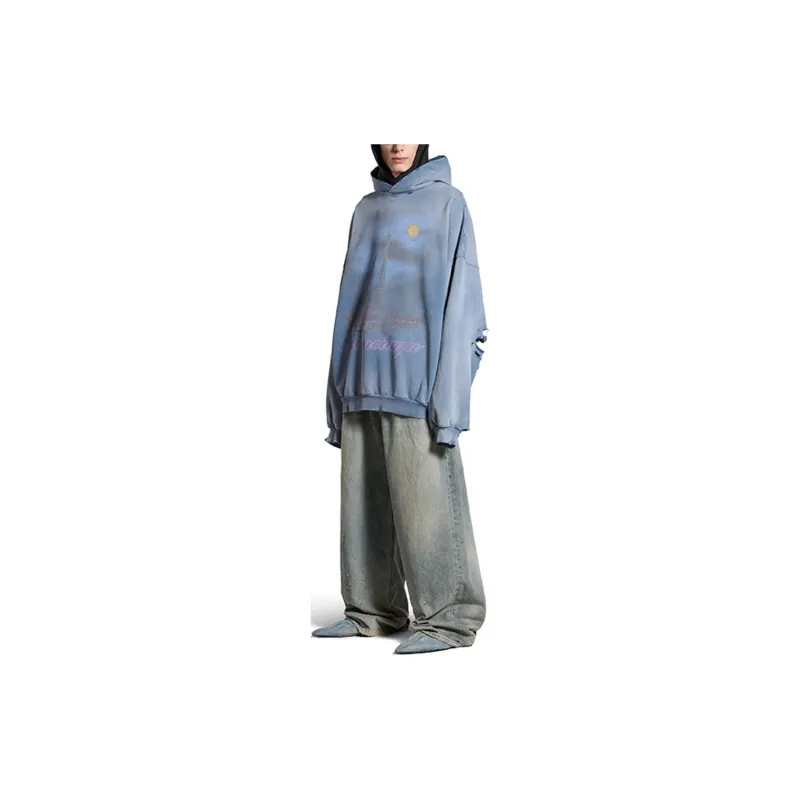 Balenciaga SS24 Sweatshirt Loose Fit Style Men's Blue-2