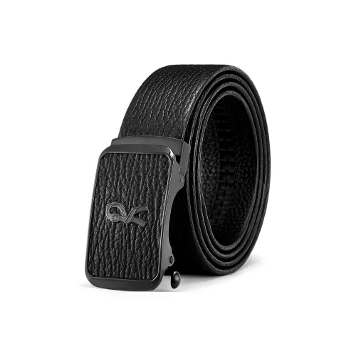 ROBERTA DI CAMERINO Cow Leather Belts Men's Black 3.4CM Writing A Greeting Card With Printed Photos