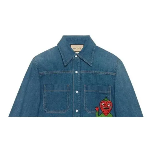 GUCCI Strawberry Patch Denim Jacket-4
