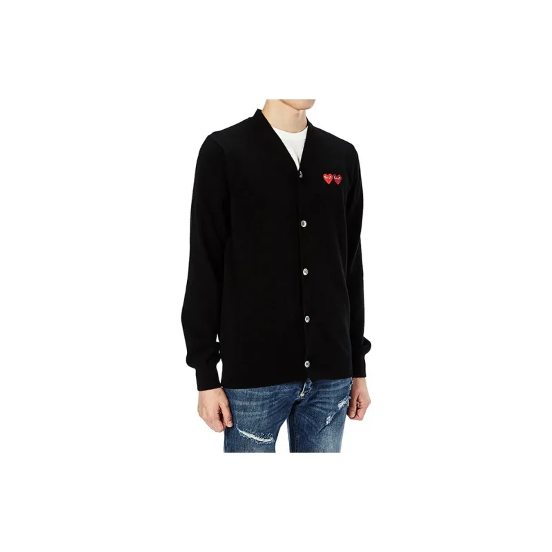 Comme Des Garcons Play Double Heart Cardigan Sweater-3
