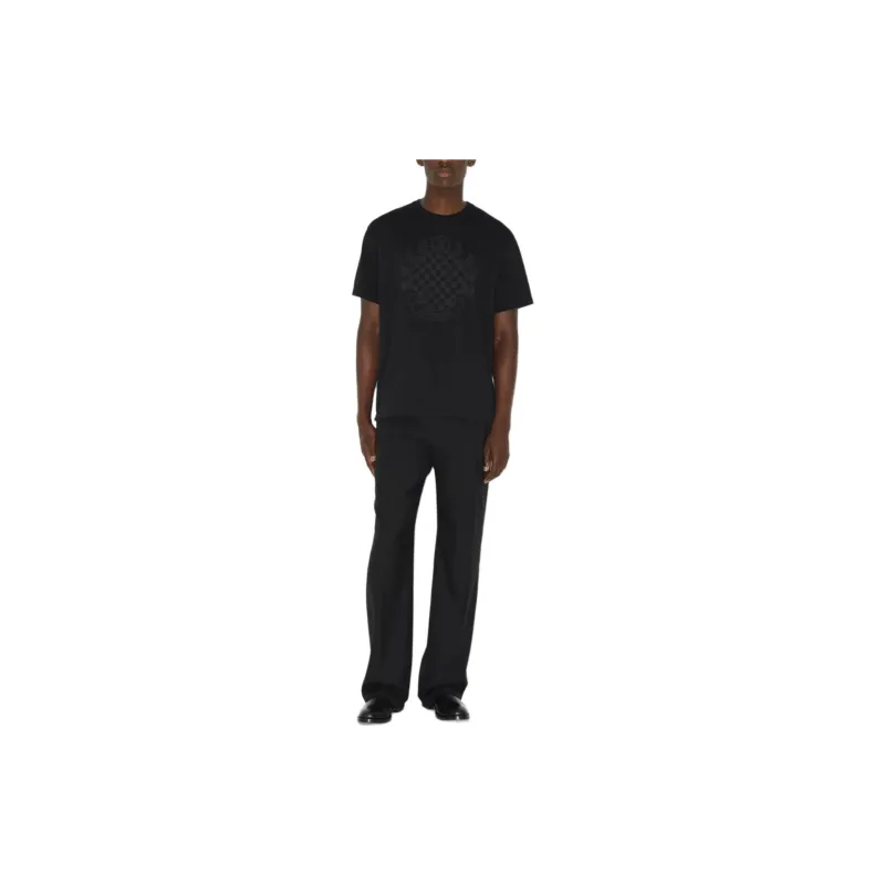 Burberry Solid Color Print Crew Neck Straight Fit Short Sleeved T Shirt T Shirt Men's Black-4