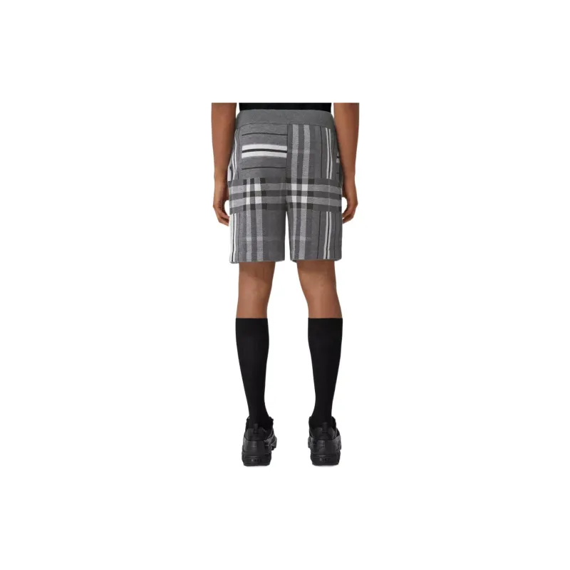 Burberry Check And Stripe Wool Blend Jacquard Shorts-3