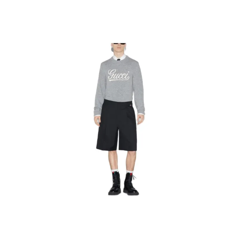 GUCCI Twill Web Pleated Gabardine Shorts-1