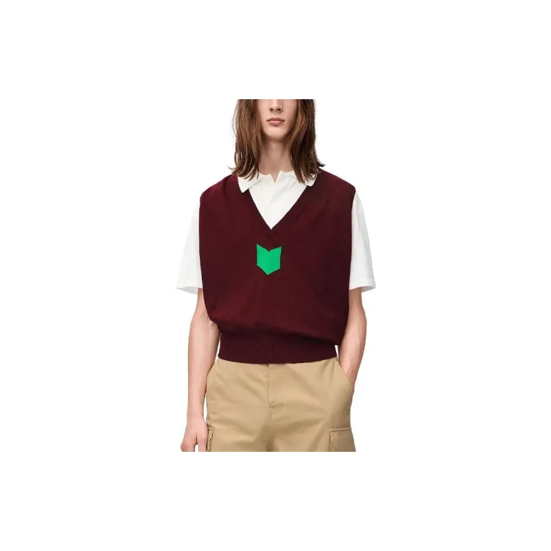 LOEWE FW24 Vest Men's Burgundy Red-1