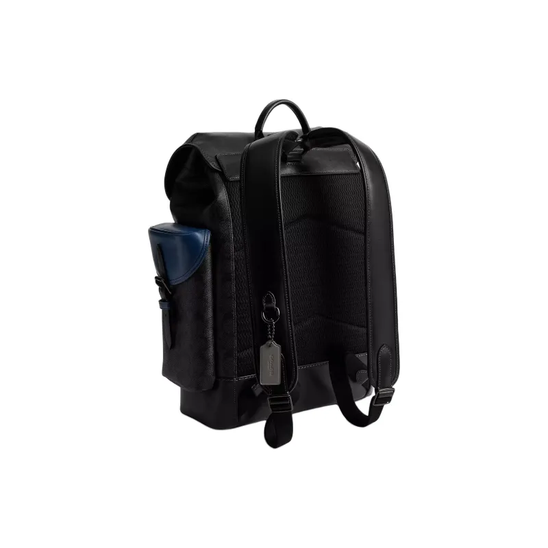 COACH Hitch Coated Canvas With Refined Calfskin Backpack Large Size Men's Black-1