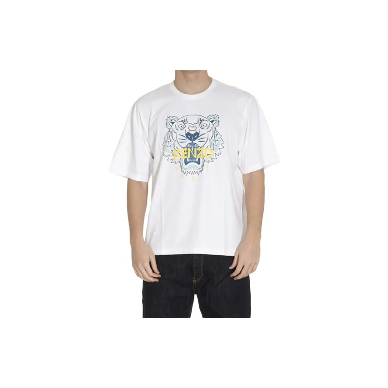 KENZO Classic Tiger Head T Shirts Men White-3