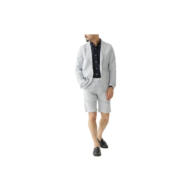 Beams Casual Shorts Men Blue With White Lettering-4