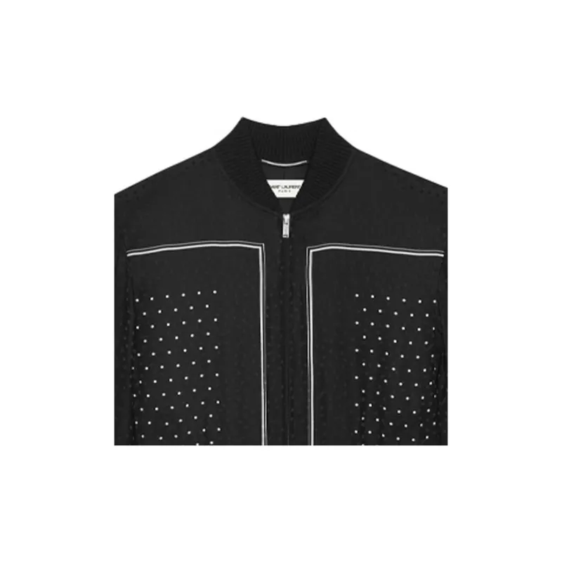 SAINT LAURENT Polka dot Pattern Bomber Jacket-4
