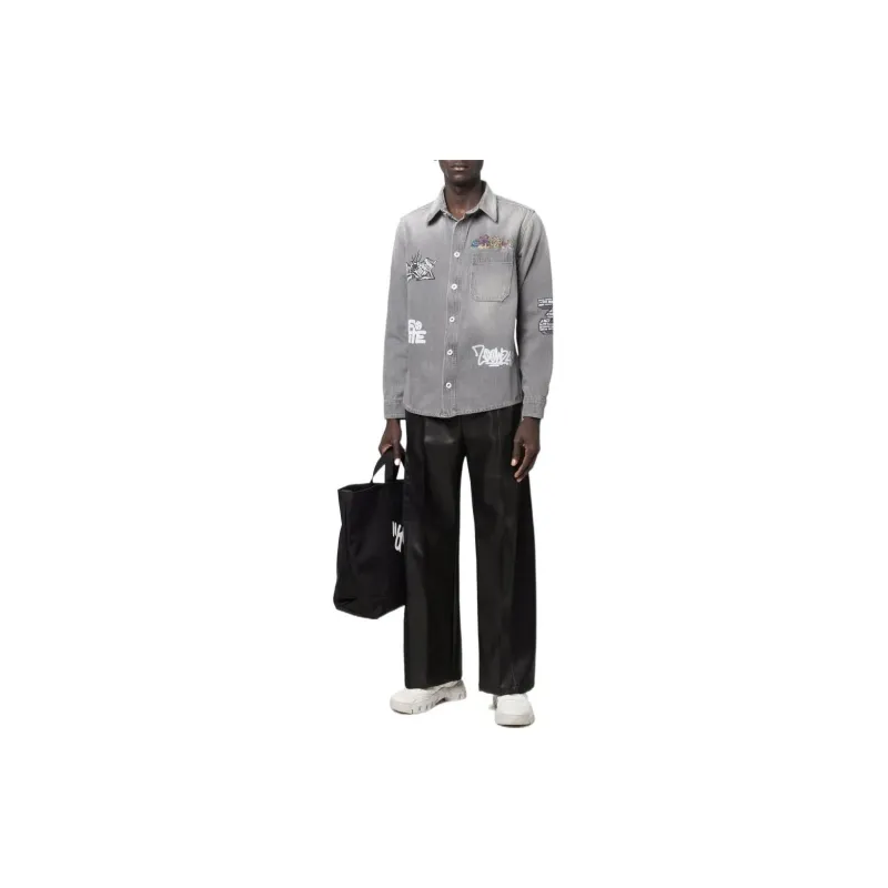 OFF WHITE X Graffiti Milano By Leonardo Totino Denim Shirt-1